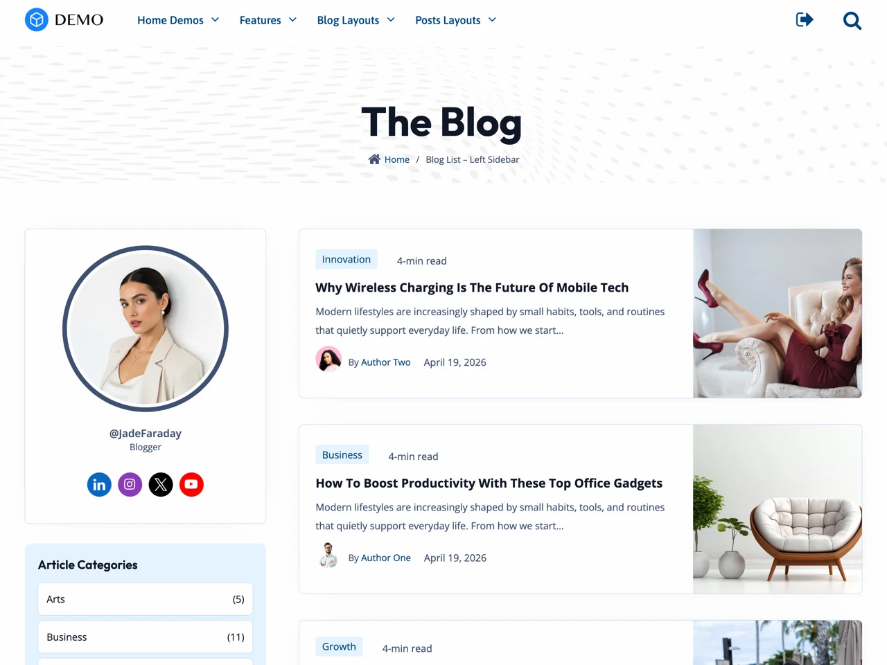 4 Blog List Layouts